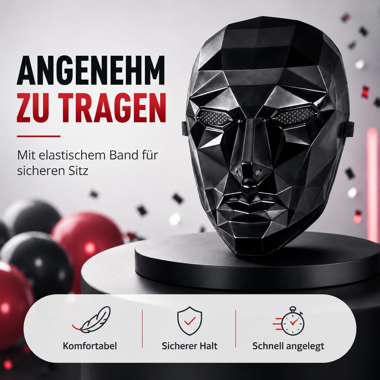 Detalle de Squid Game 4-in-1-kostuumset voor volwassenen met masker en geweer, 2XL, 170-190 cm