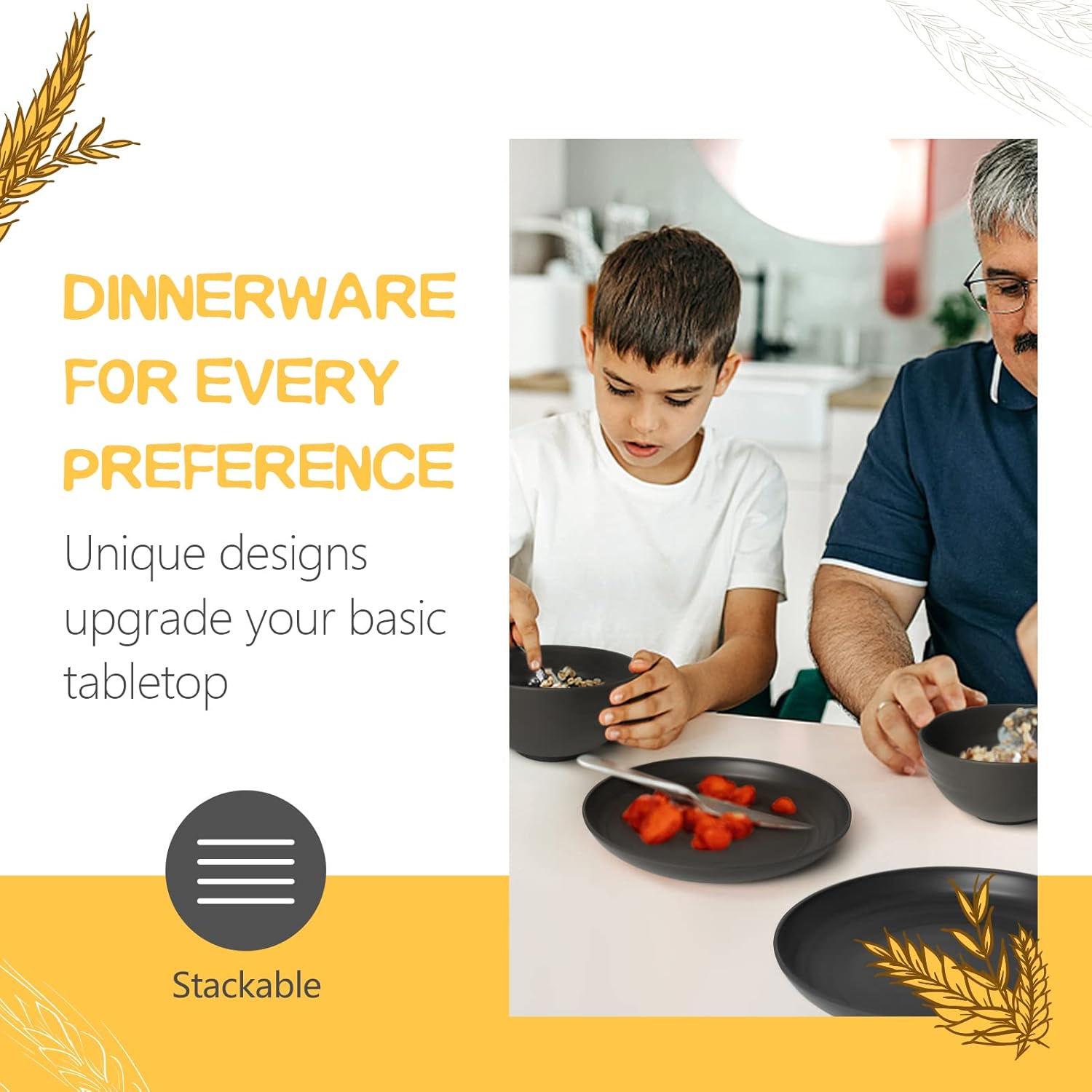 Detalle de Teivio 24-Piece Plastic Dinner Set (Service for 6) – Ocean kitchenware for camping, picnics and everyday meals