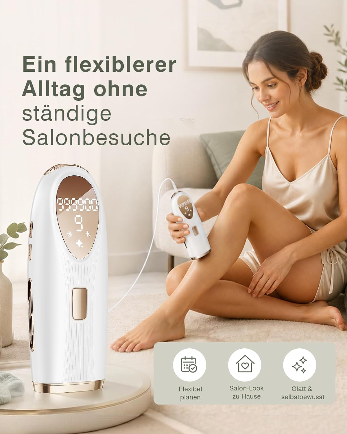 Detalle de TIIMAGIC IPL Haarentfernung – Schmerzfrei mit 5°C EisKühlung, 9 Stufen, Ganzkörper-Option