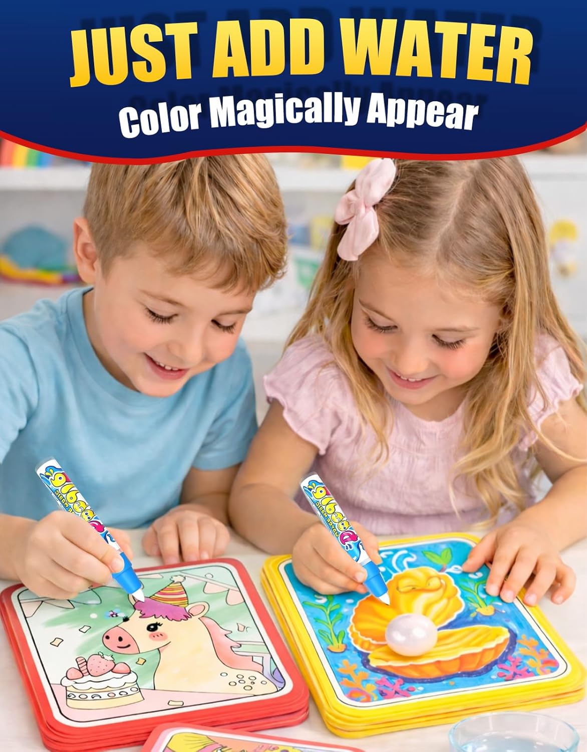Thumbnail 2 de Reusable 10 Pages Mermaid Water Painting Book for Toddlers (Ages 1-3): Mess-Free, Travel-Friendly
