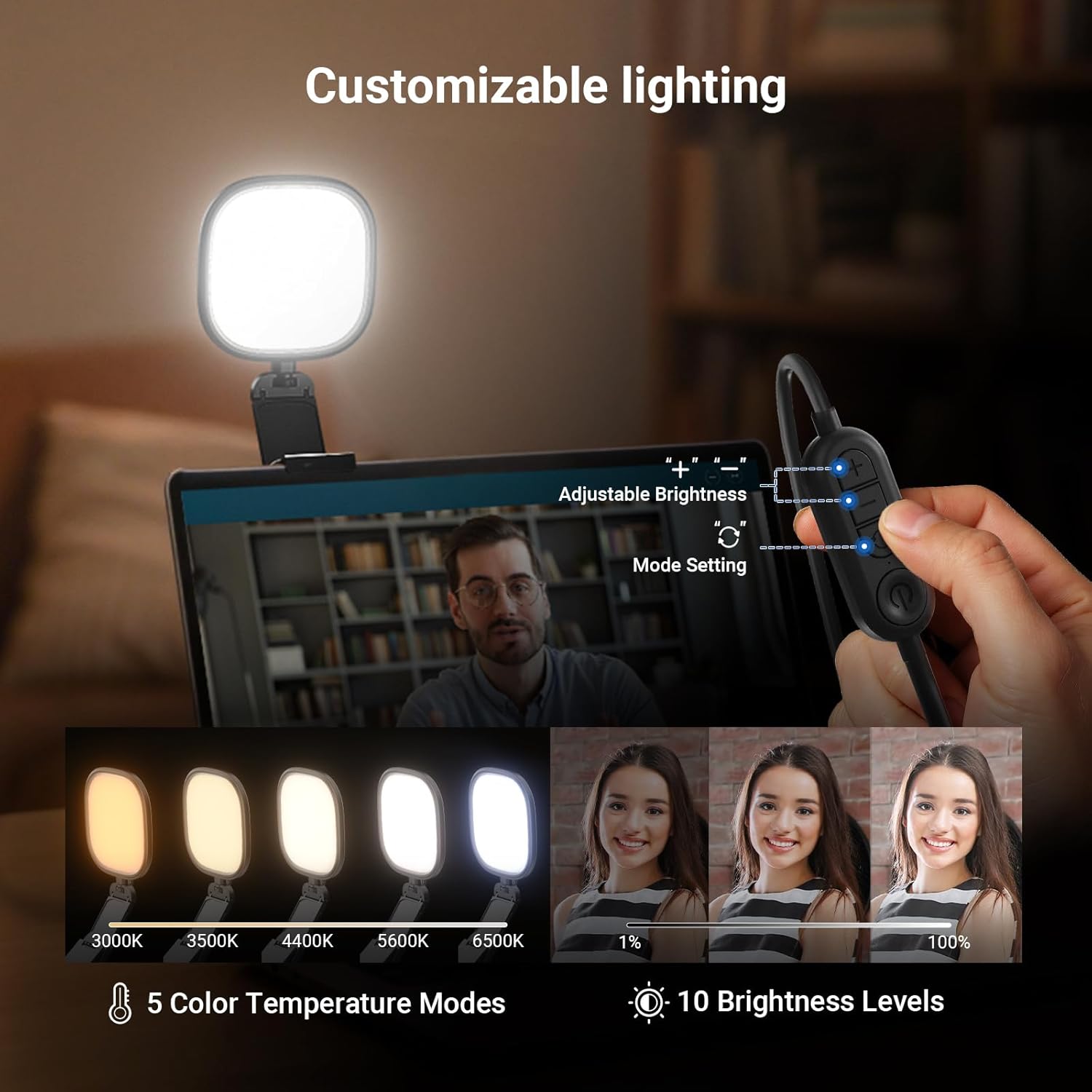 Detalle 2 de NEEWER BASICS NL10 2-Pack 5" 10W Bi-Colour LED Streaming Lights for Monitor & Desk, CRI95 Edge-Lit USB