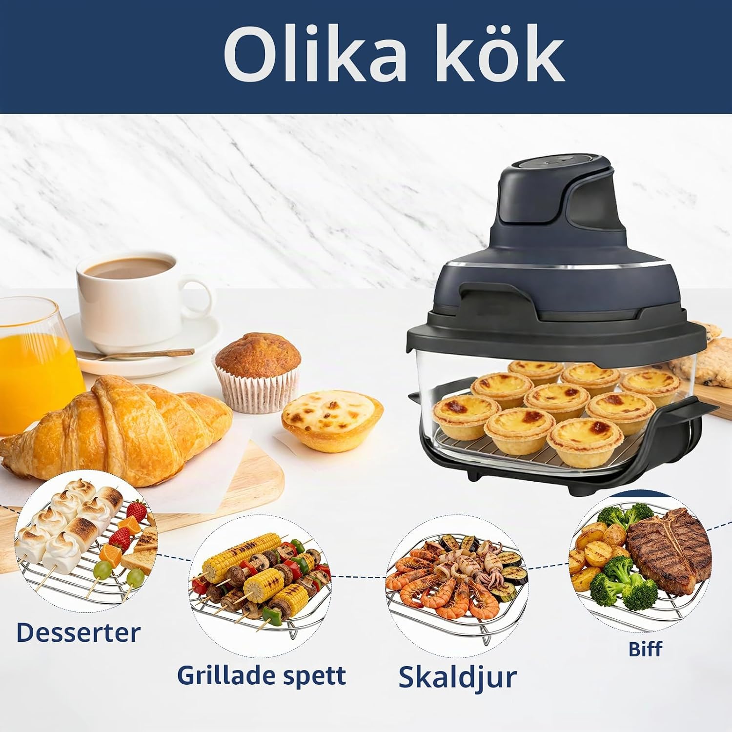 Thumbnail 6 de HAIWILL grillgaller 20 x 20 cm i rostfritt stål för Ninja CRISPi