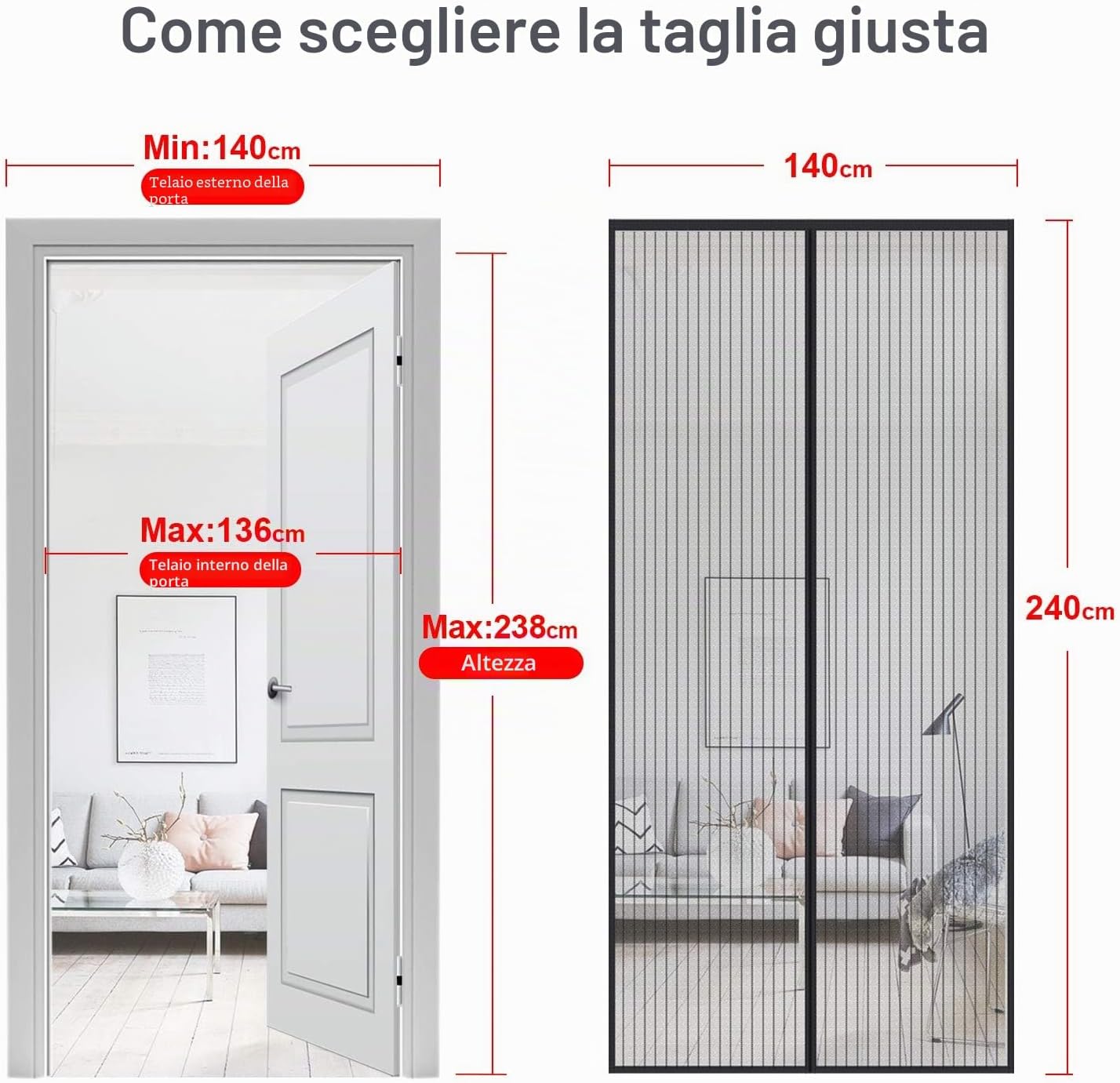 Detalle 1 de MYCARBON Zanzariera Magnetica 140x240cm