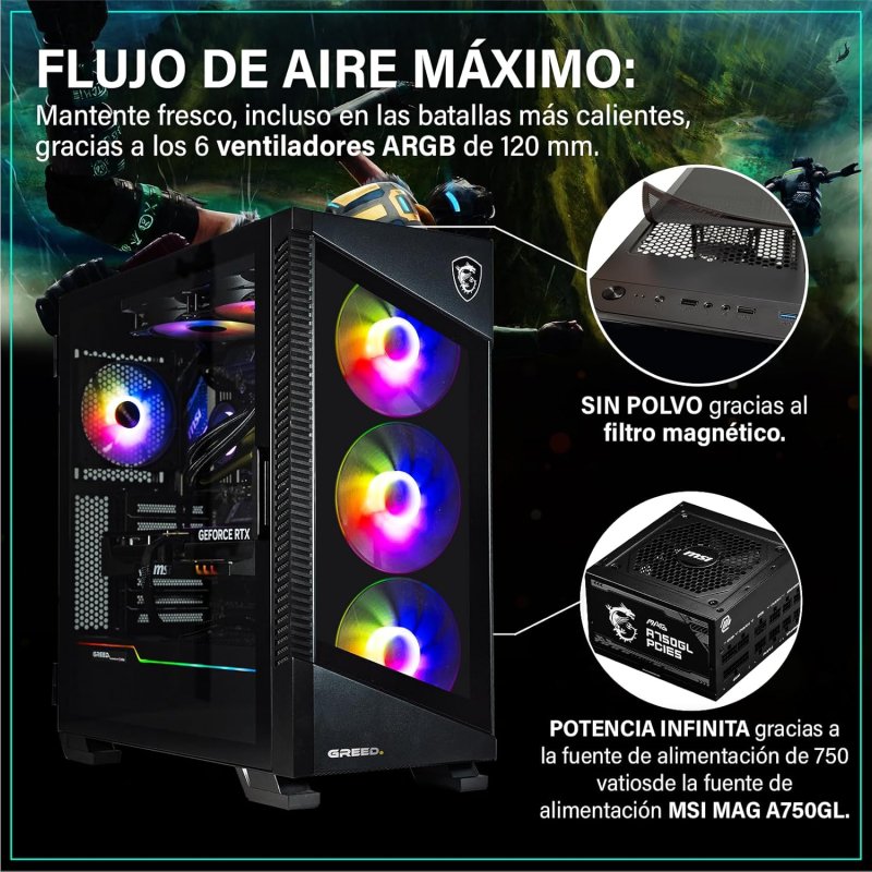 Detalle de GREED MK5 Power i7-13700F 32 GB 1 TB SSD RTX 5070 Ti