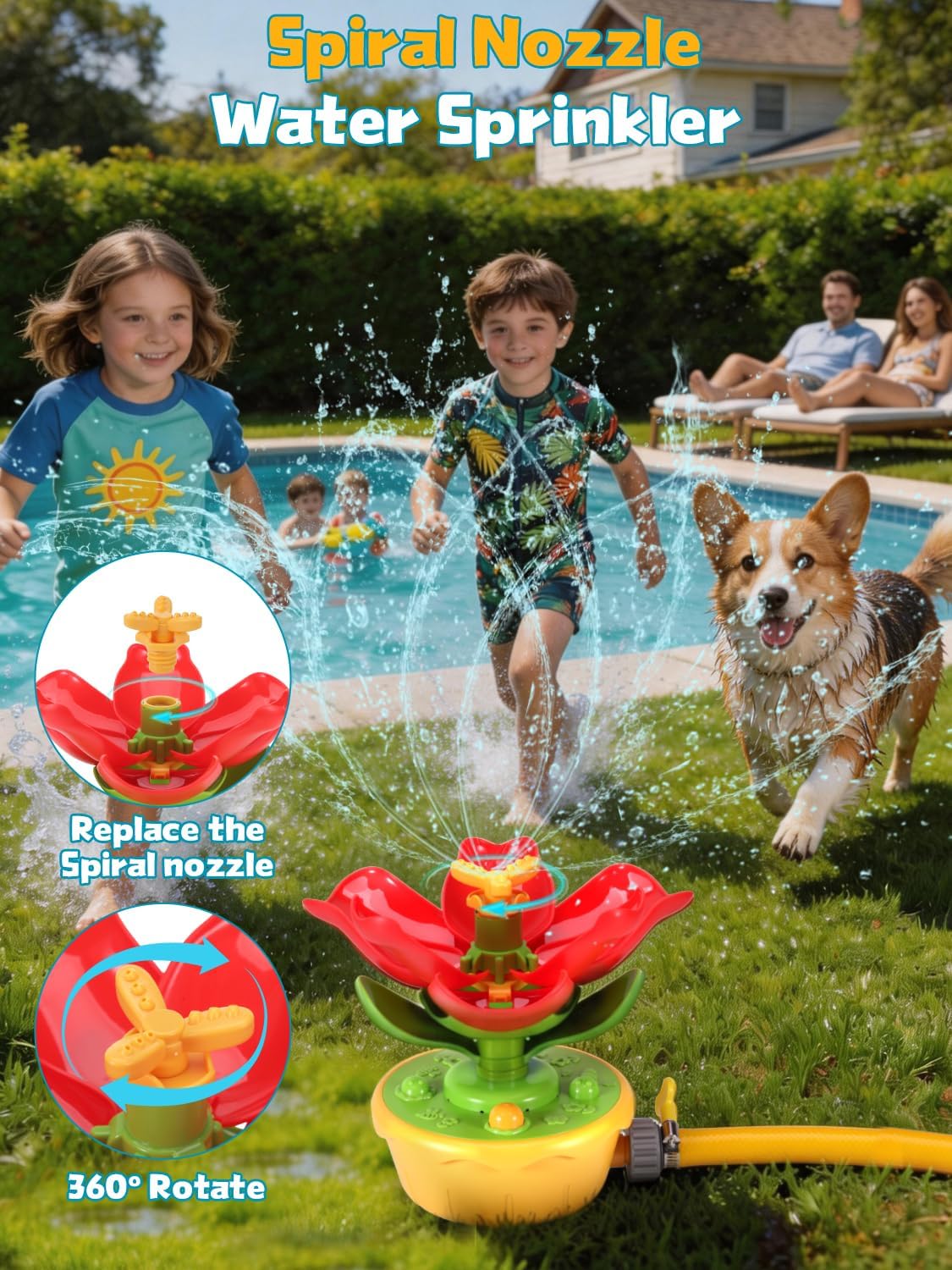 Detalle de Giochi da Giardino per Bambini Fiore Spruzzini: Irrigatore a 3 Modalità e Tubi Flessibili