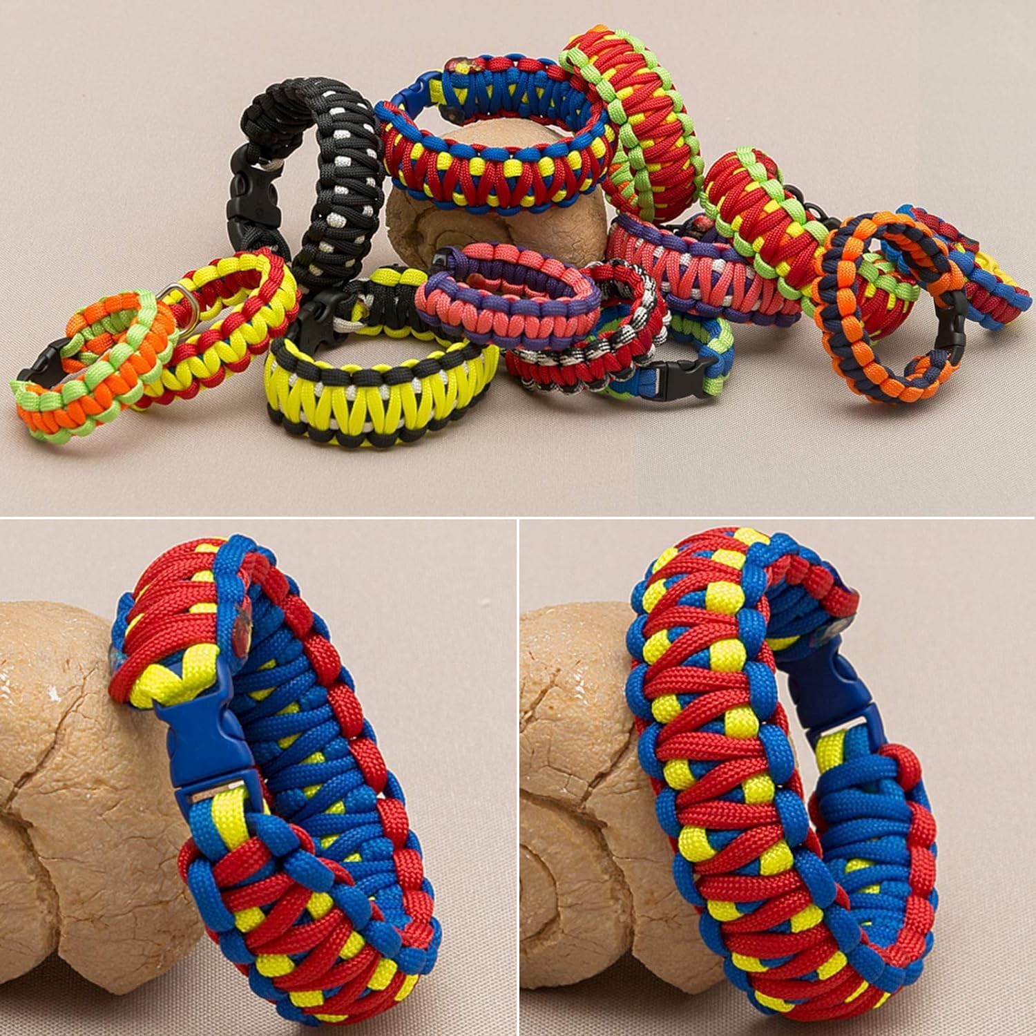 Detalle 1 de Wandefol Paracord Cord – paracordset med 12 färger och 24 spännen
