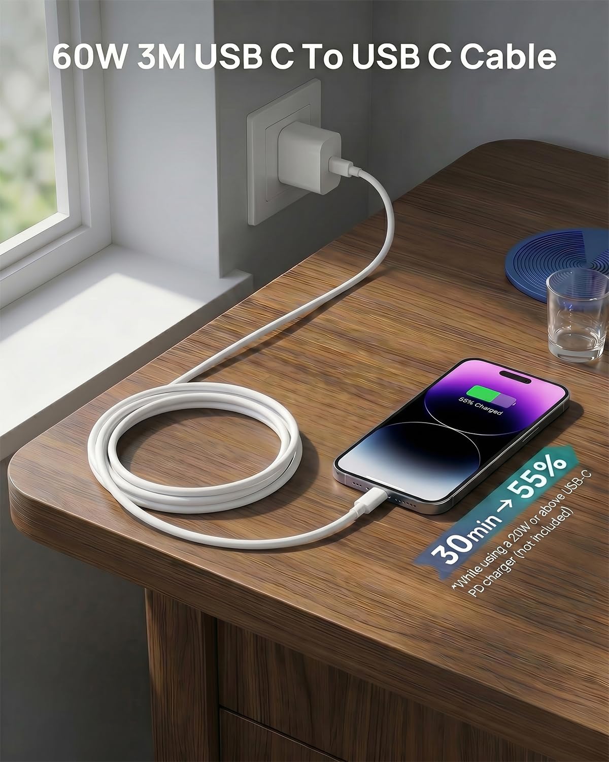 Thumbnail 1 de iPhone USB C Charger Cable 3m 2Pack — 60W USB‑C to USB‑C Fast Charge Lead