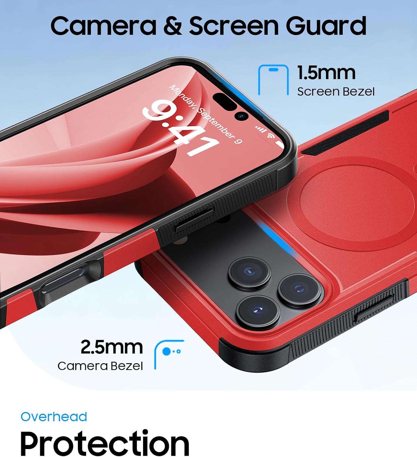 Detalle 1 de DEVISELOVE iPhone 18 Pro Max Case, Red Dual-Layer Magnetic Rugged Cover