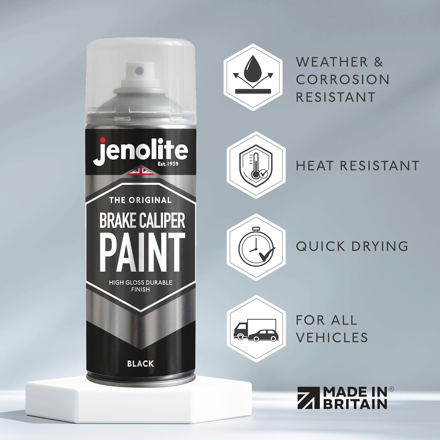Detalle de JENOLITE Bremssattellack Schwarz (Bremssattelfarbe) – hitzefester Thermolack bis 300°C, 400 ml