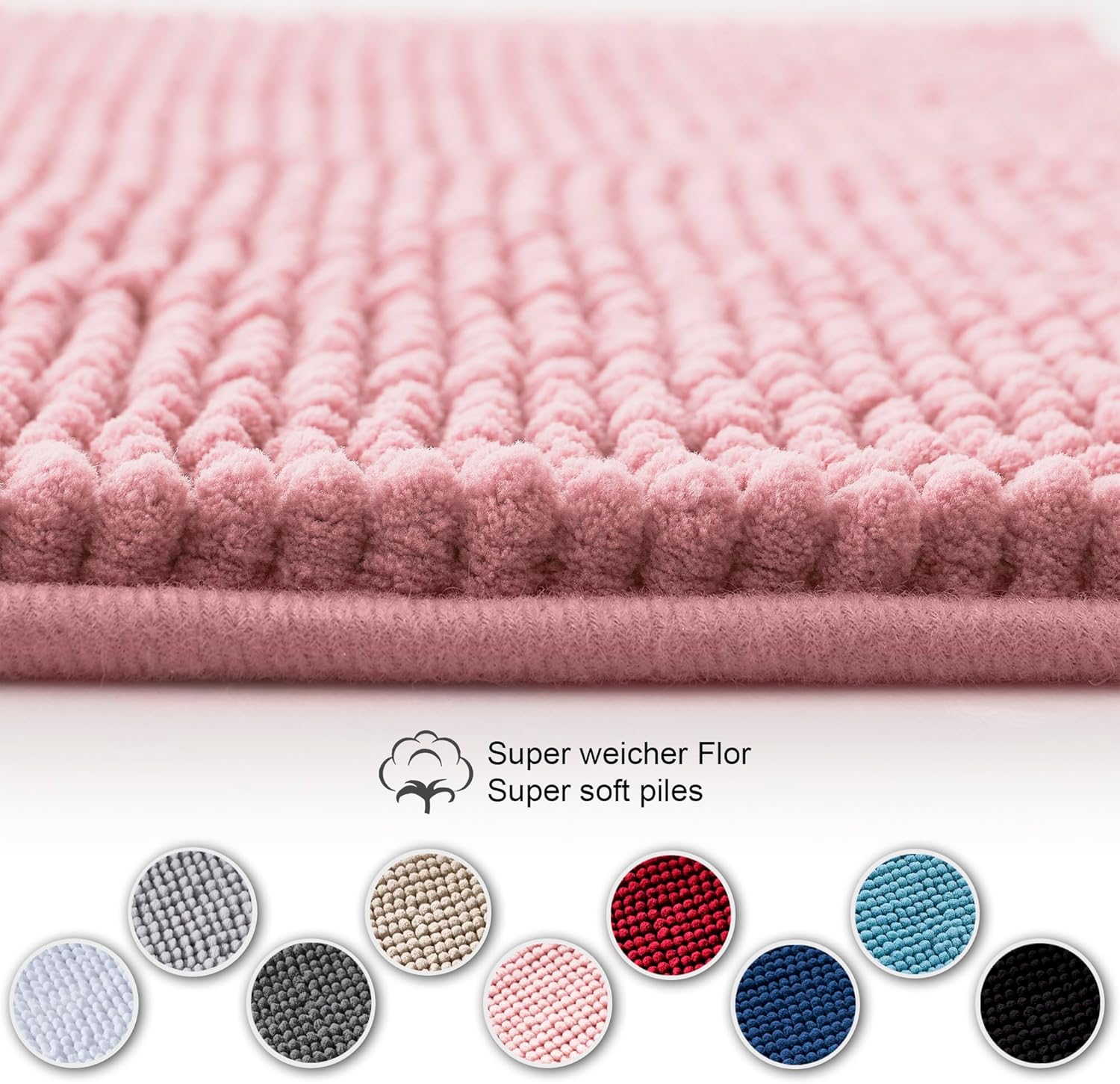 Thumbnail 3 de Decomira Badematte rutschfest Rosa 40x60 cm – vielseitiger Badteppich aus Chenille