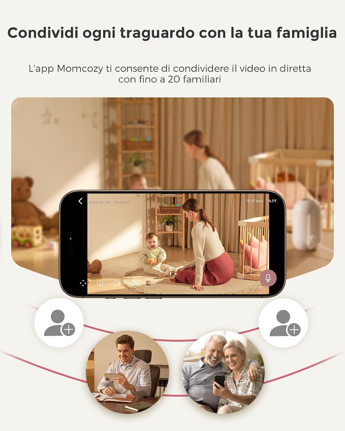 Thumbnail 6 de Momcozy BM04: Monitoraggio video e audio per bambini con schermo da 5'' e connessione Smart WiFi