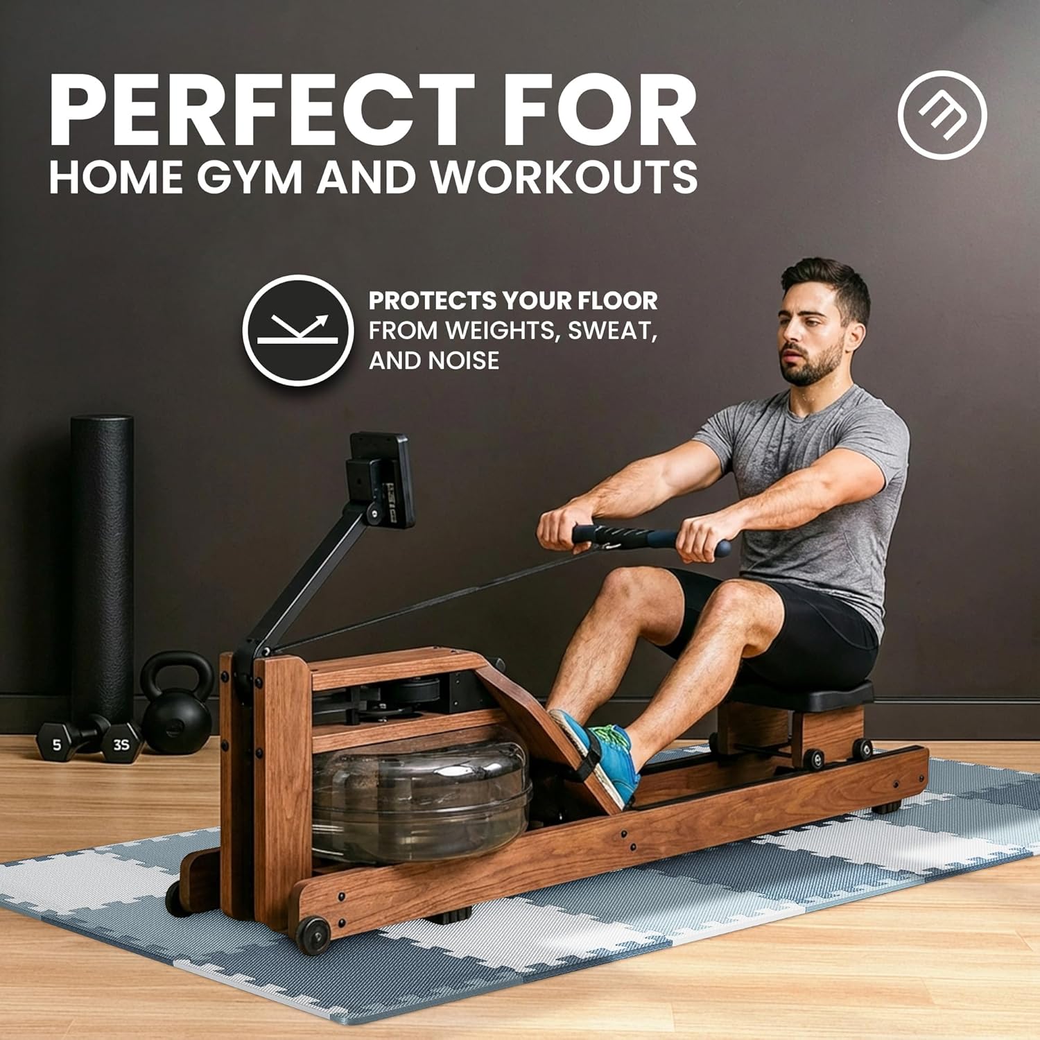 Thumbnail 5 de Tappeto Palestra a puzzle in EVA per home gym: pavimento protettivo incastro (18 tappetini, circa 1,67 m²)