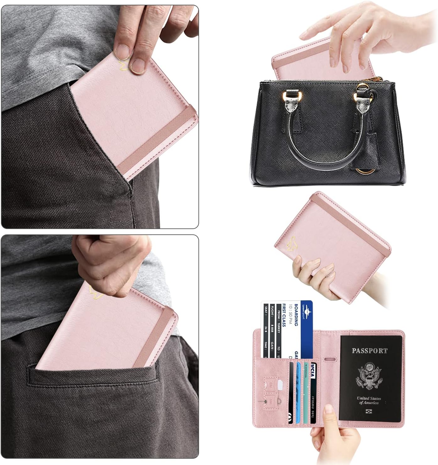 Thumbnail 6 de WALNEW PU Leather Passport Holder with RFID Blocking & Card Slots