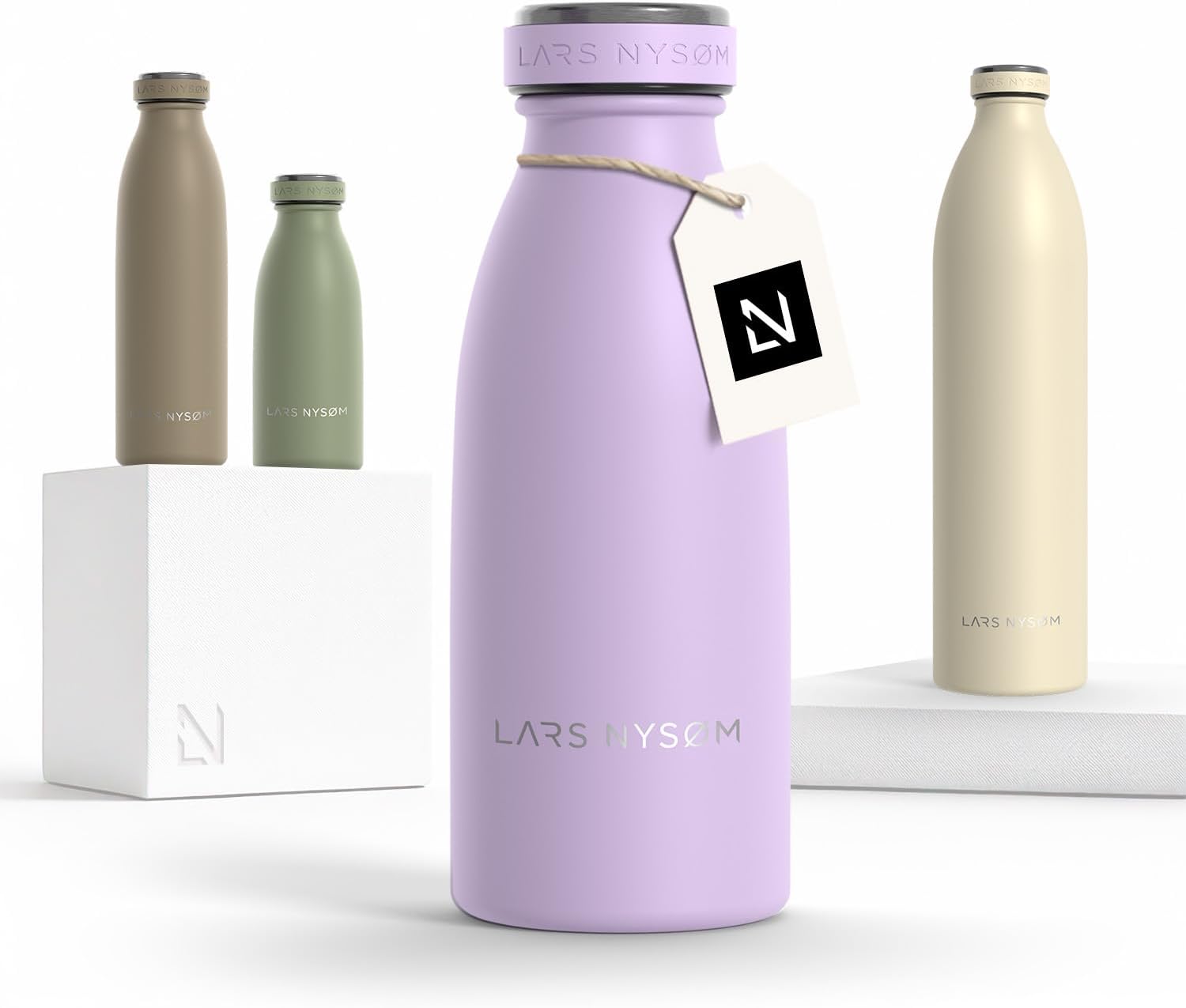 Detalle de LARS NYSØM Edelstahl-Trinkflasche „Ren“ (350 ml, 500 ml, 750 ml, 1 l, 1,5 l) – thermosgeeignet, kohlensäurefest