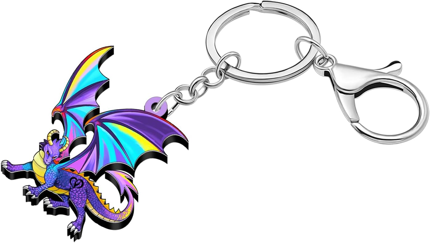 Detalle de RAIDIN Acryl Fantasy Drachen Schlüsselanhänger – Leichtes, farbiges Fantasie-Design 54×38 mm