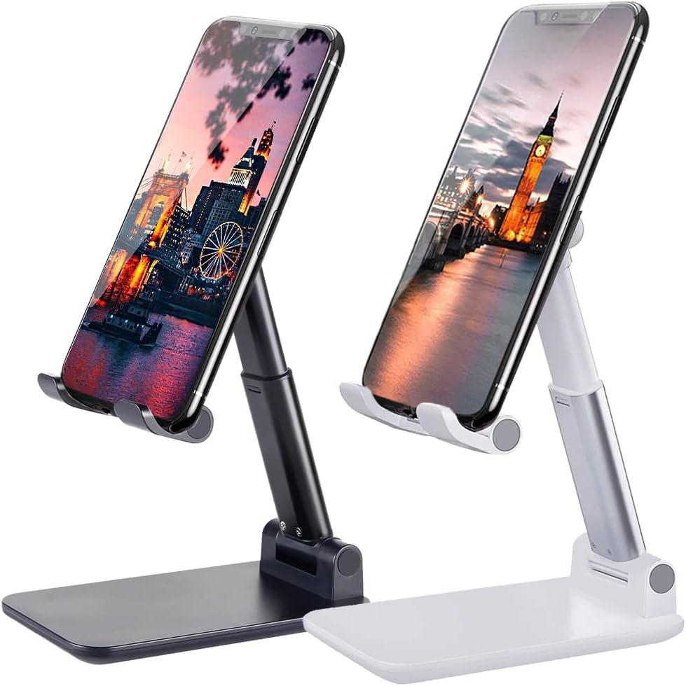 Detalle de Meetuo 2-Pack Adjustable Cell Phone Stands (Foldable, Portable, Adjustable Angle & Height)