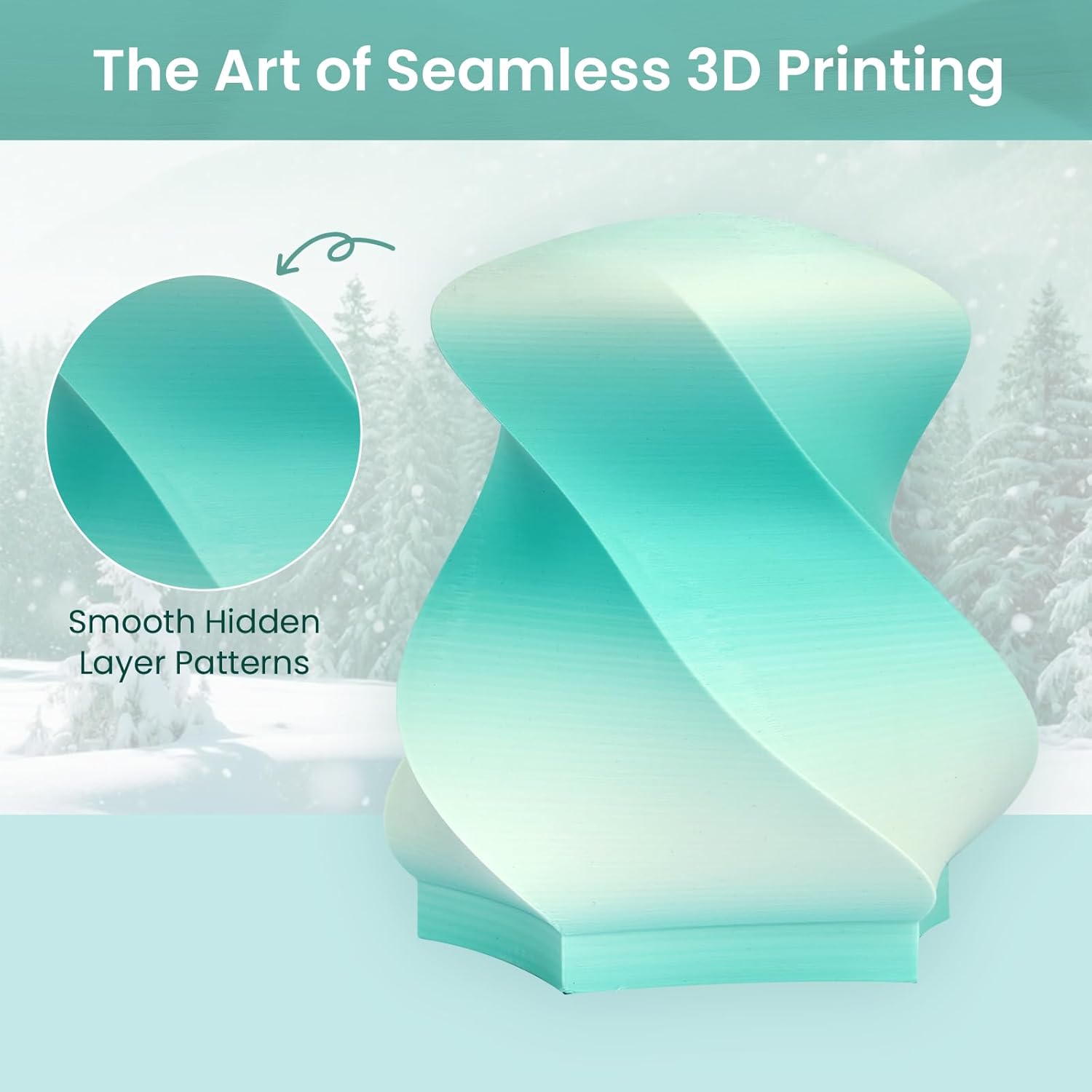 Thumbnail 3 de ERYONE Matte PLA 1,75 mm – Gradient Rainbow / Snowfield, 1 kg Spule