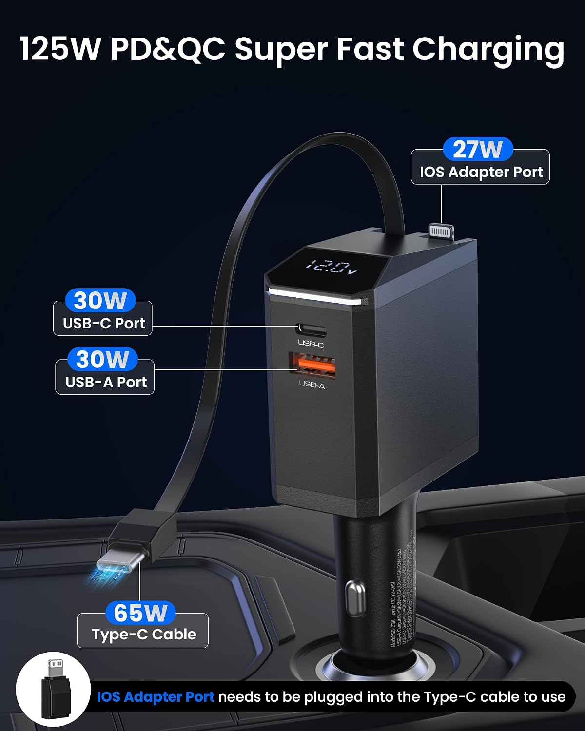 Detalle 2 de Caricabatterie Auto 125W USB C