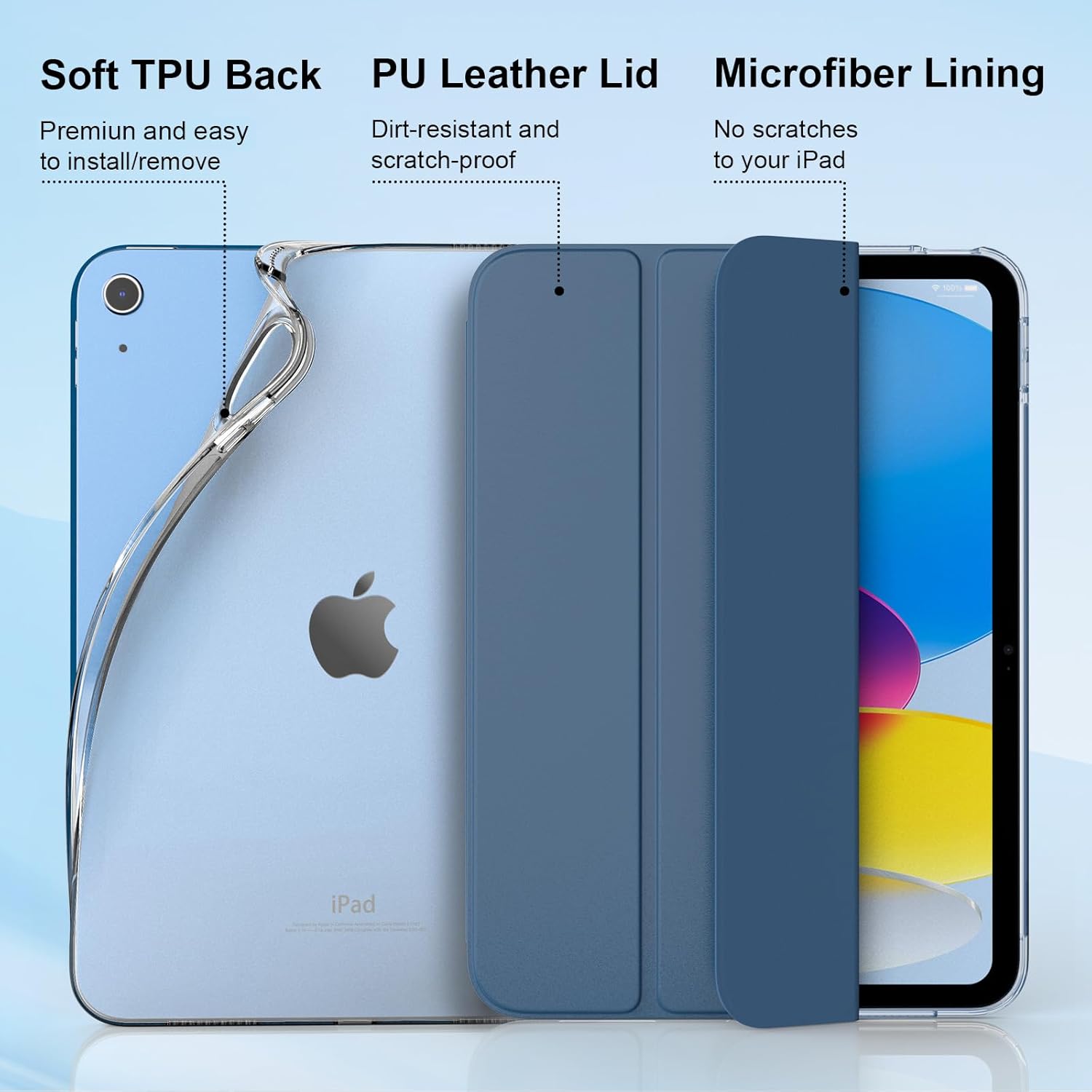 Thumbnail 4 de TiMOVO Case for iPad (A16) 11th Gen 11-inch / iPad 10th Gen 10.9-inch (2022): Slim, Translucent Back Cover in Abyss Blue