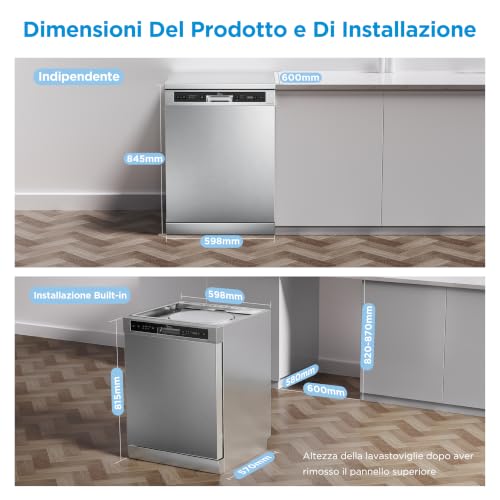 Thumbnail 6 de Midea Lavastoviglie Libera Installazione 12 Coperti, 6 Programmi, 60 cm inox
