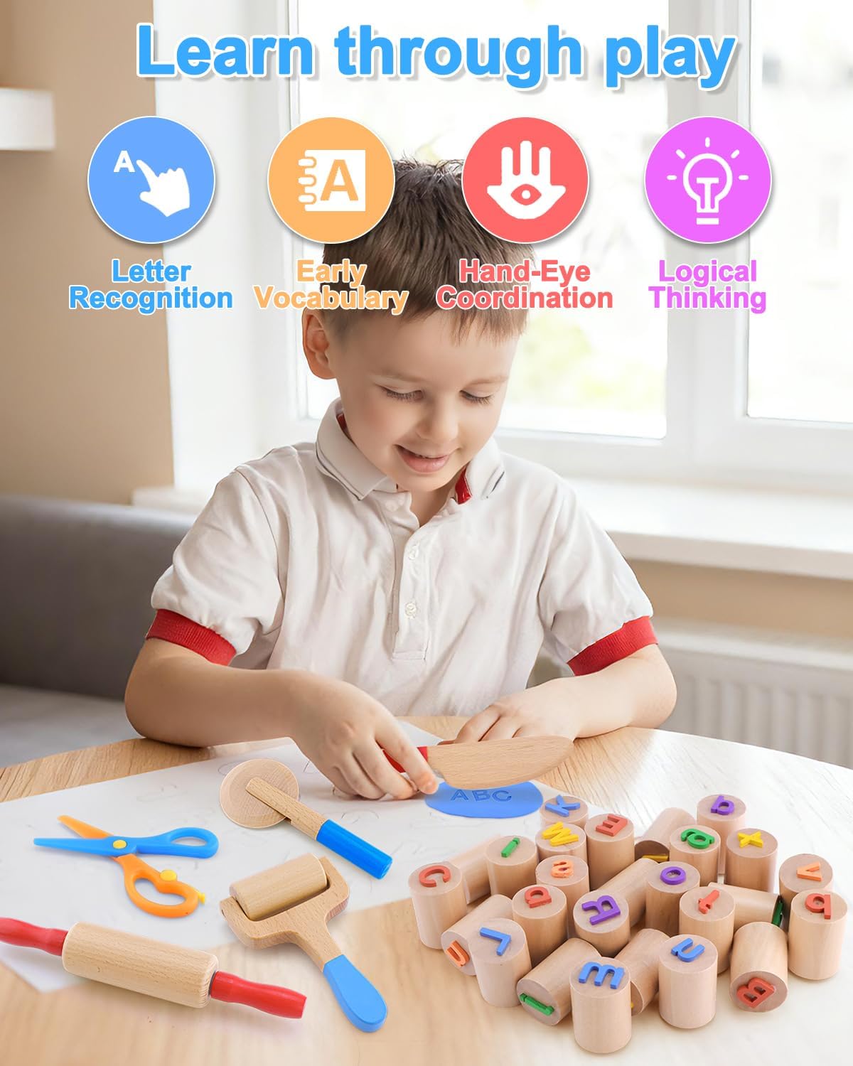 Thumbnail 6 de Wooden Dough Tool Set for Kids Ages 3–6
