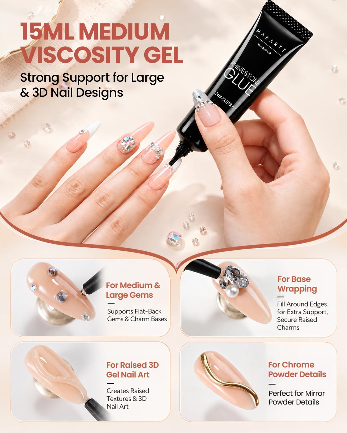 Thumbnail 3 de Makartt Nail Rhinestone Glue Set 15ml