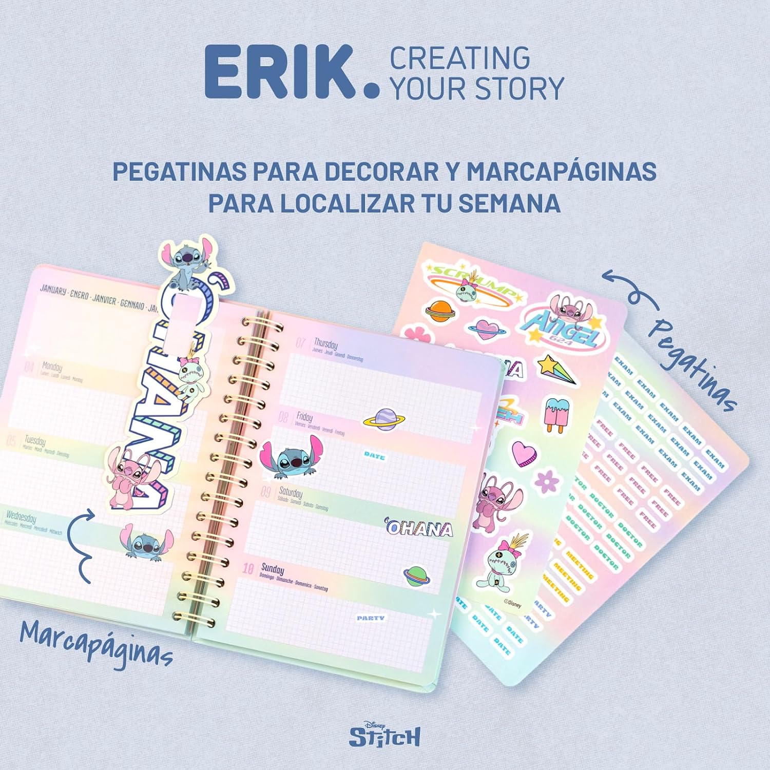 Detalle de Grupo Erik Agenda Stitch 2026/2027 Semana Vista: organización divertida para el nuevo curso