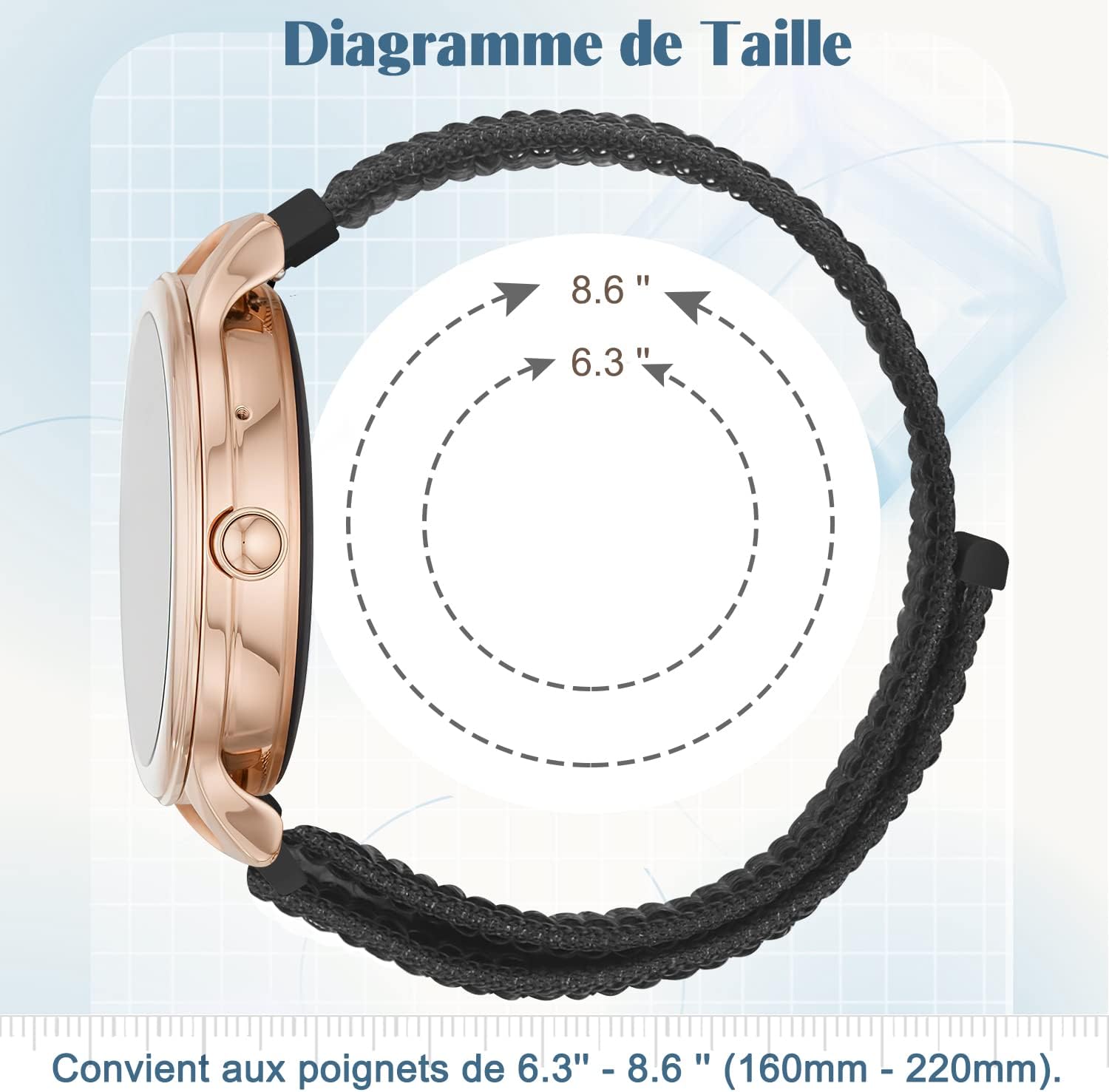 Detalle de Vodtian 22mm Nylon Armband – Kompatibel mit Galaxy Watch 3 45mm/46mm, Gear S3, Garmin Vivoactive 4 und mehr