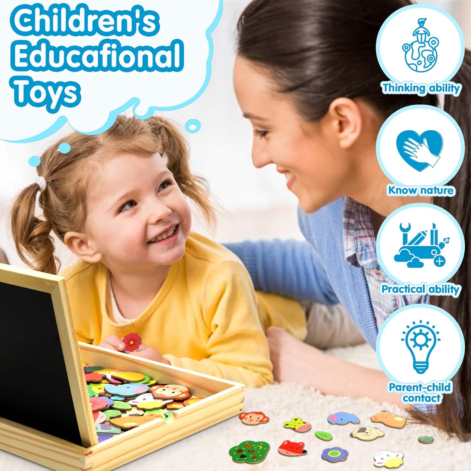 Detalle 2 de Jojoin Magnetisches Holzpuzzle 110 Teile