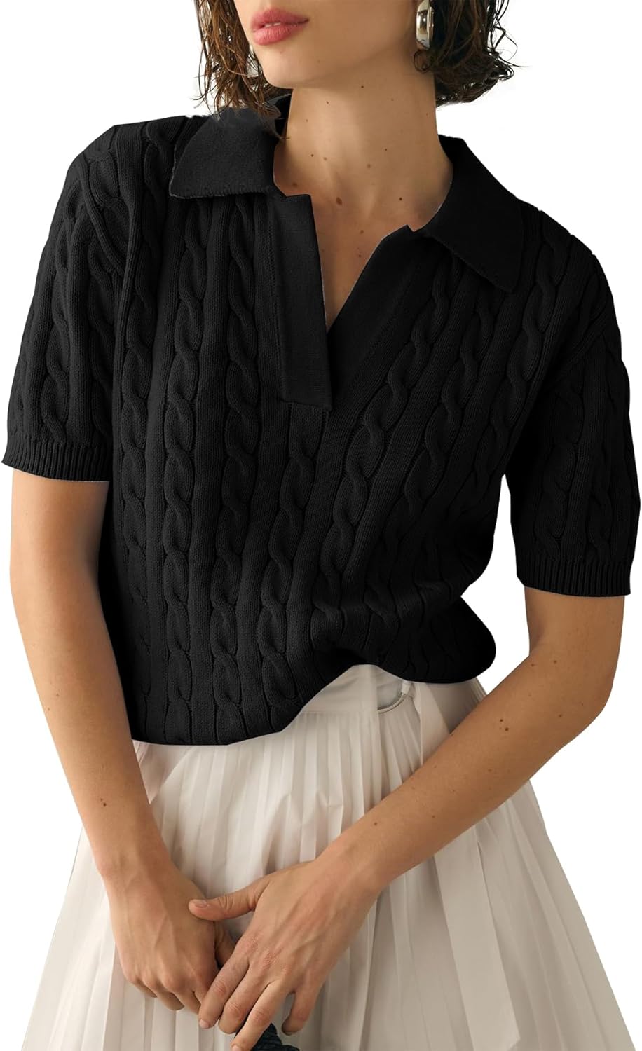 Thumbnail 6 de Imily Bela Cable Short Sleeve Sweater