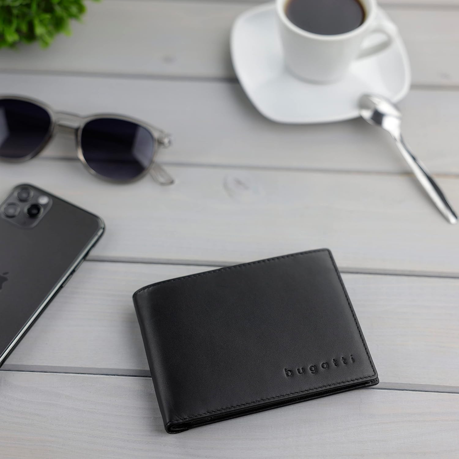 Thumbnail 5 de bugatti Super Slim portafoglio in vera pelle con protezione RFID, ultra sottile – Nero
