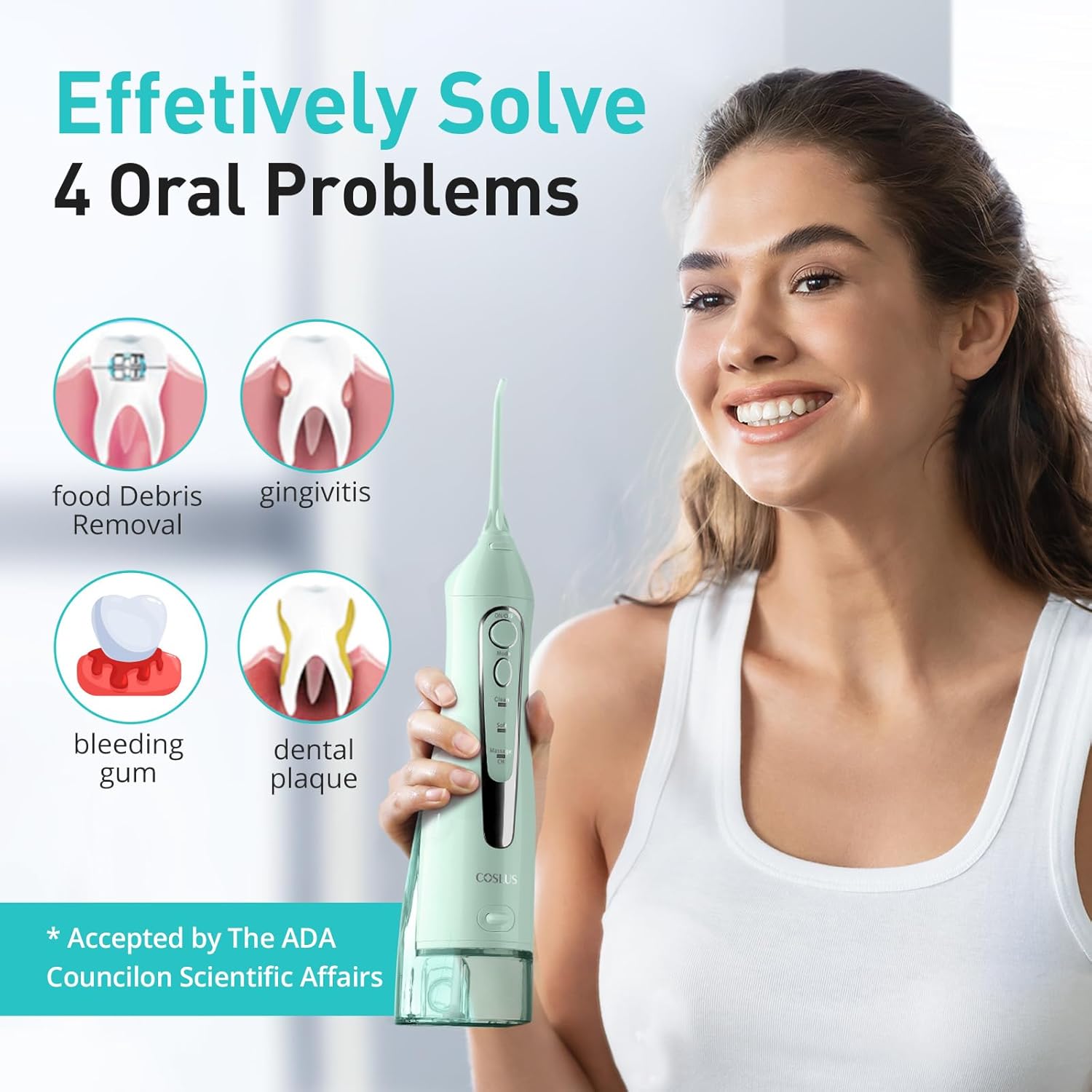 Thumbnail 5 de COSLUS C20 Portable Cordless Water Flosser (300ML) — IPX7 Rechargeable Dental Irrigator, Green