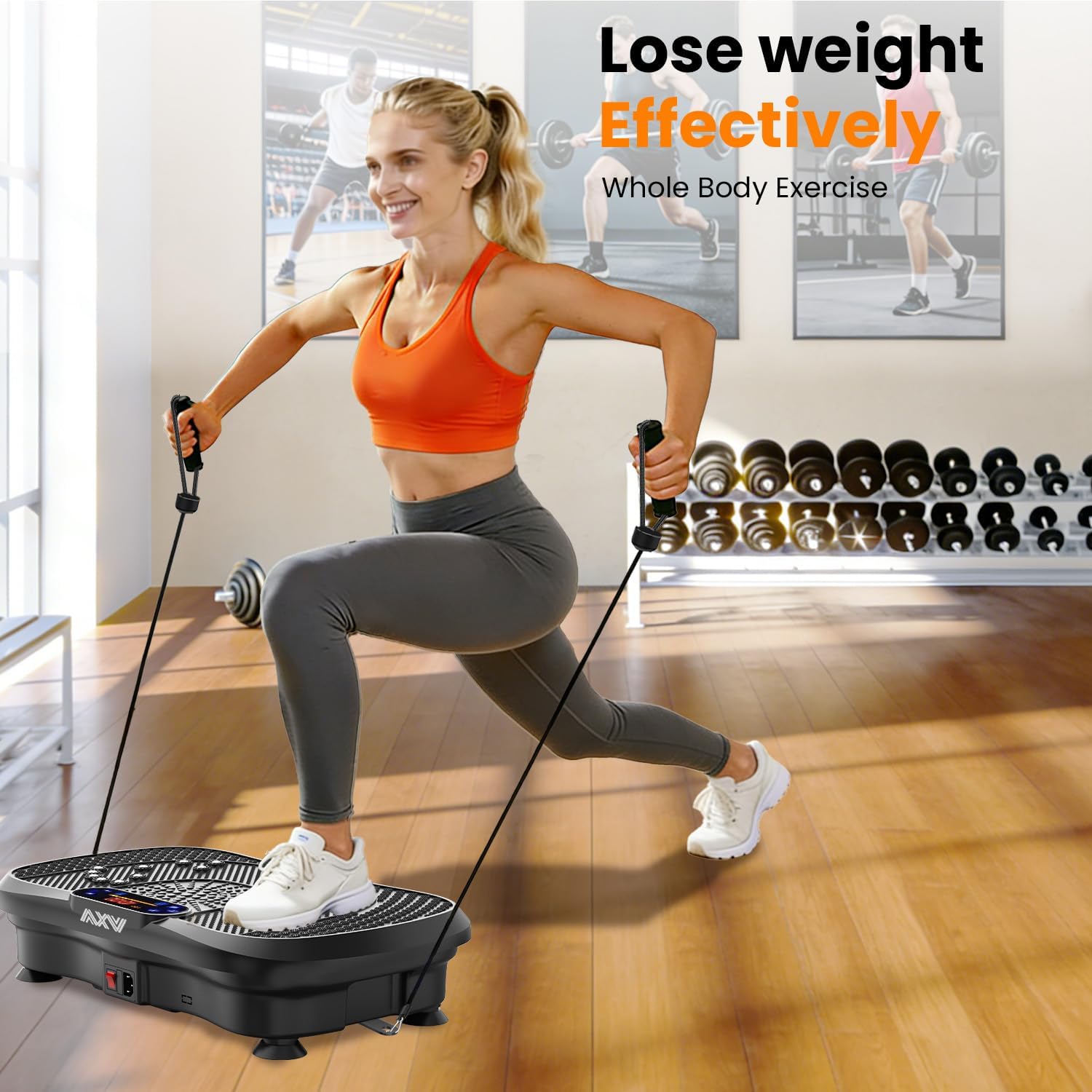 Thumbnail 3 de AXV Vibrating Exercise Plate for Full-Body Fitness (with Remote Control & Resistance Bands)