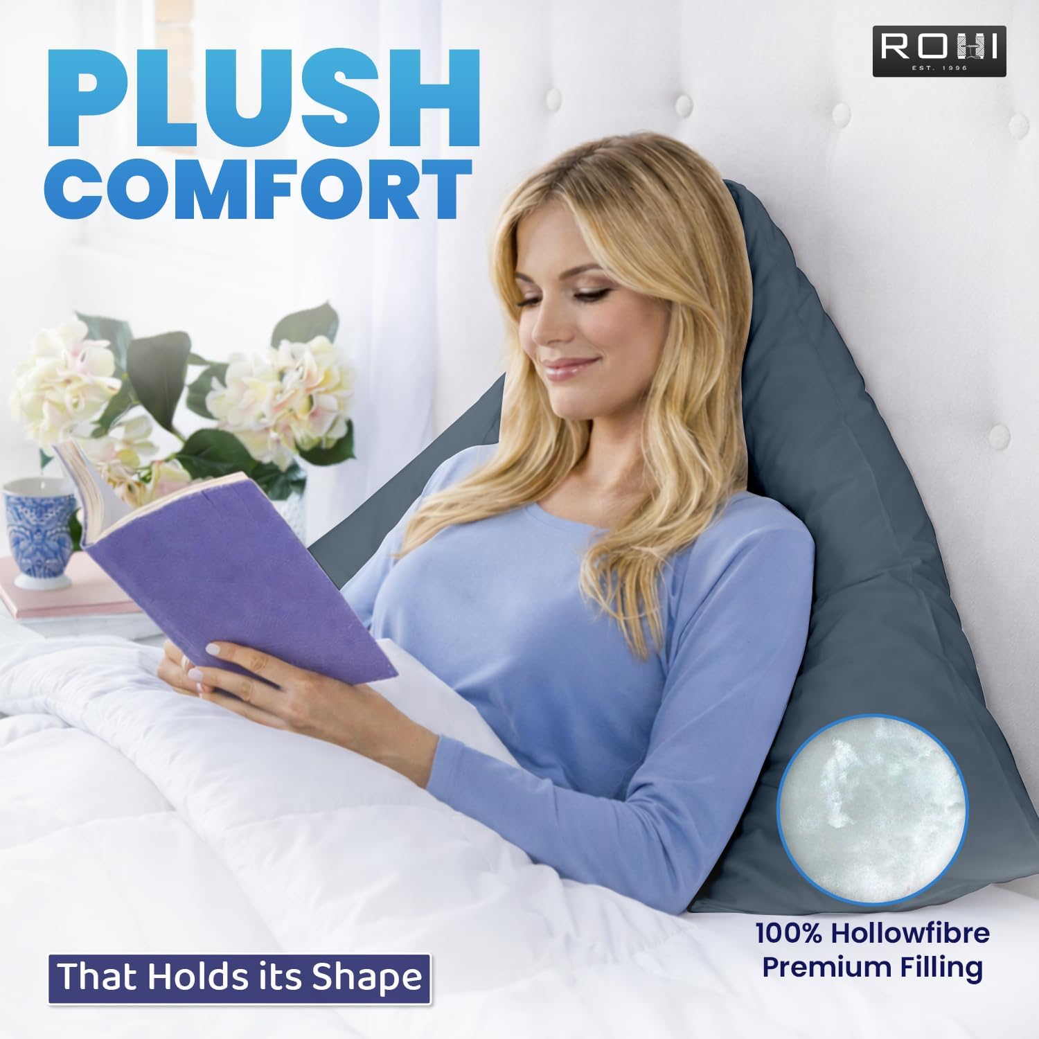 Thumbnail 3 de Rohi Orthopaedic V Pillow with Pillowcase – Anti Allergy Triangle Pillow for Adults (Grey)