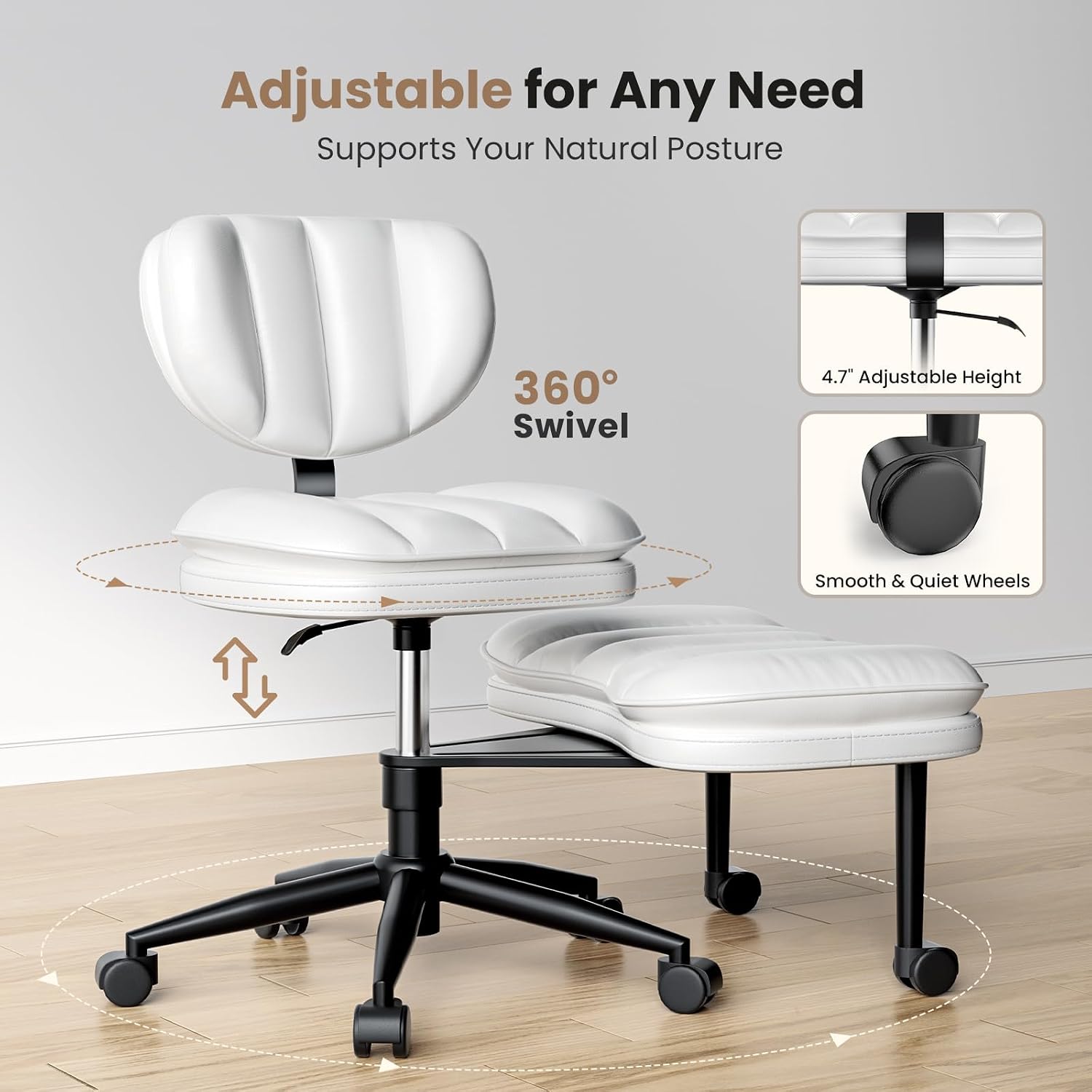 Thumbnail 6 de HOMRELEXA Cross-Legged Office Chair in PU Leather
