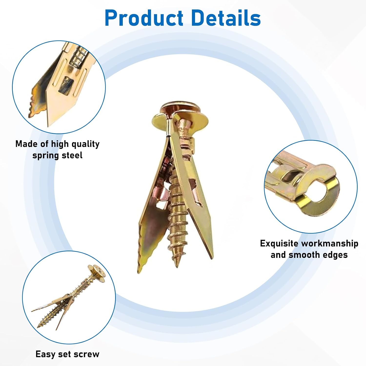 Detalle de Vmuter Drywall Anchors, Zinc-Plated Steel