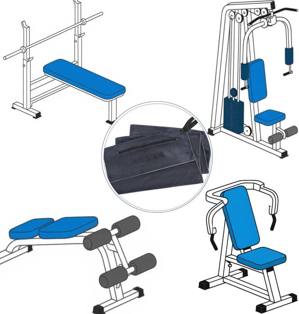Detalle de AUYAO fitnesshanddoek 40 x 90 cm met antislipzijde en ritsvak