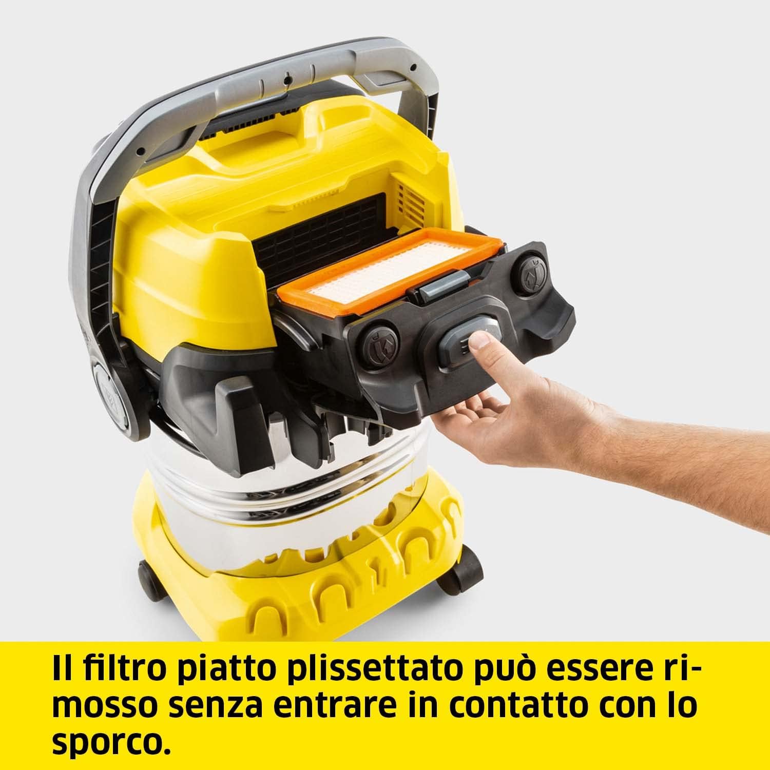 Thumbnail 2 de KÄRCHER WD 5 S - Aspiratore solido/liquido 25 l, 1200 W, contenitore in acciaio inox, 2,2 m tubo di aspirazione, funzione soffiante e pulizia filtro