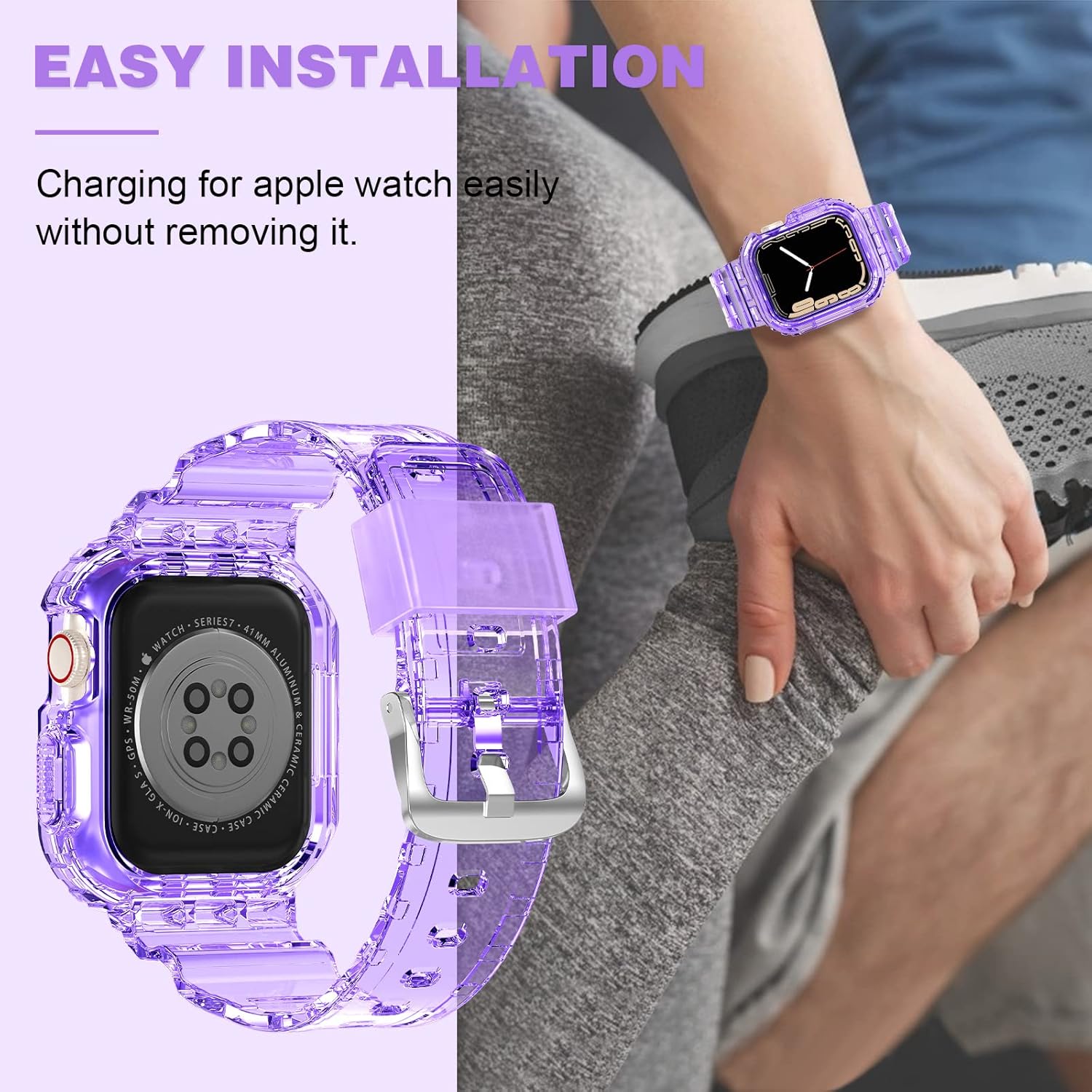 Thumbnail 5 de XYF Crystal Clear Apple Watch Band Bumper Case (TPU) for 41mm / 40mm / 38mm