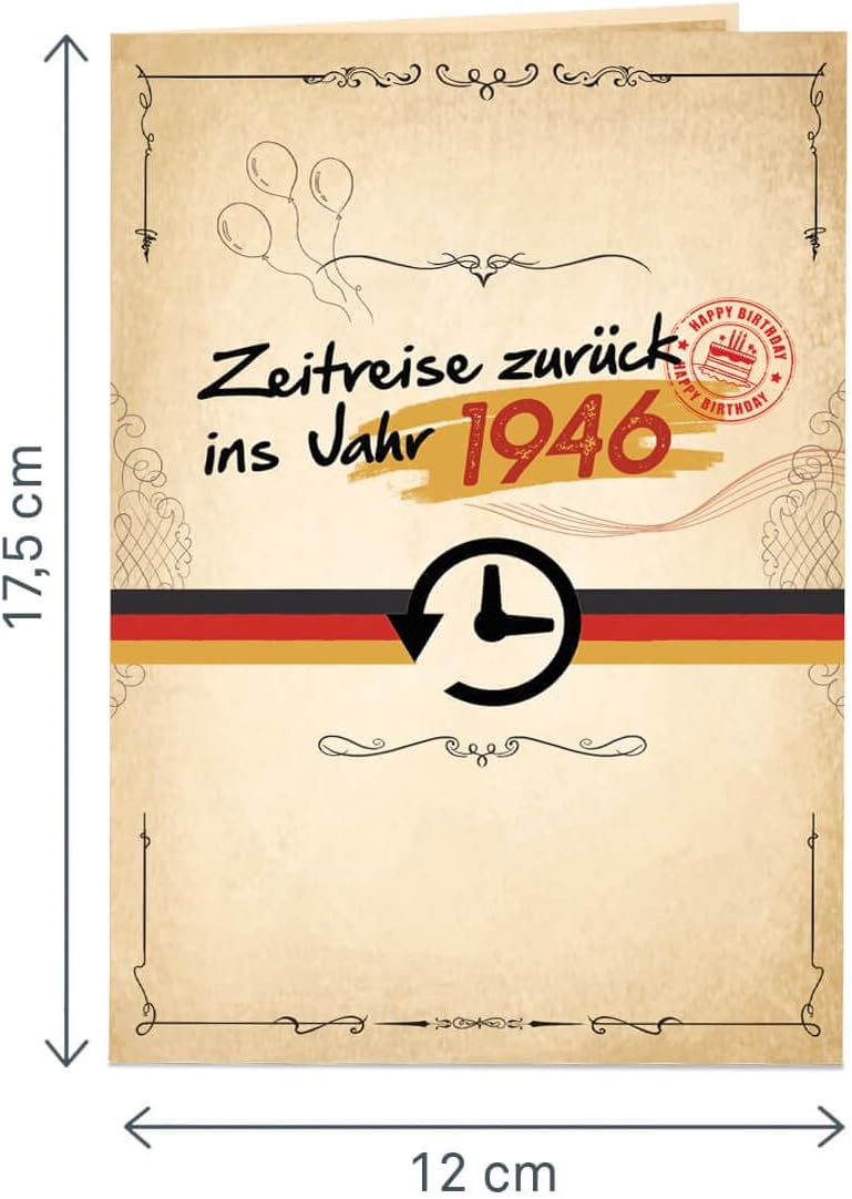 Thumbnail 4 de papercrush Pop-Up Karte „Zurück ins Jahr 1946“ – 3D Geburtstagskarte zum 80. für Frau & Mann