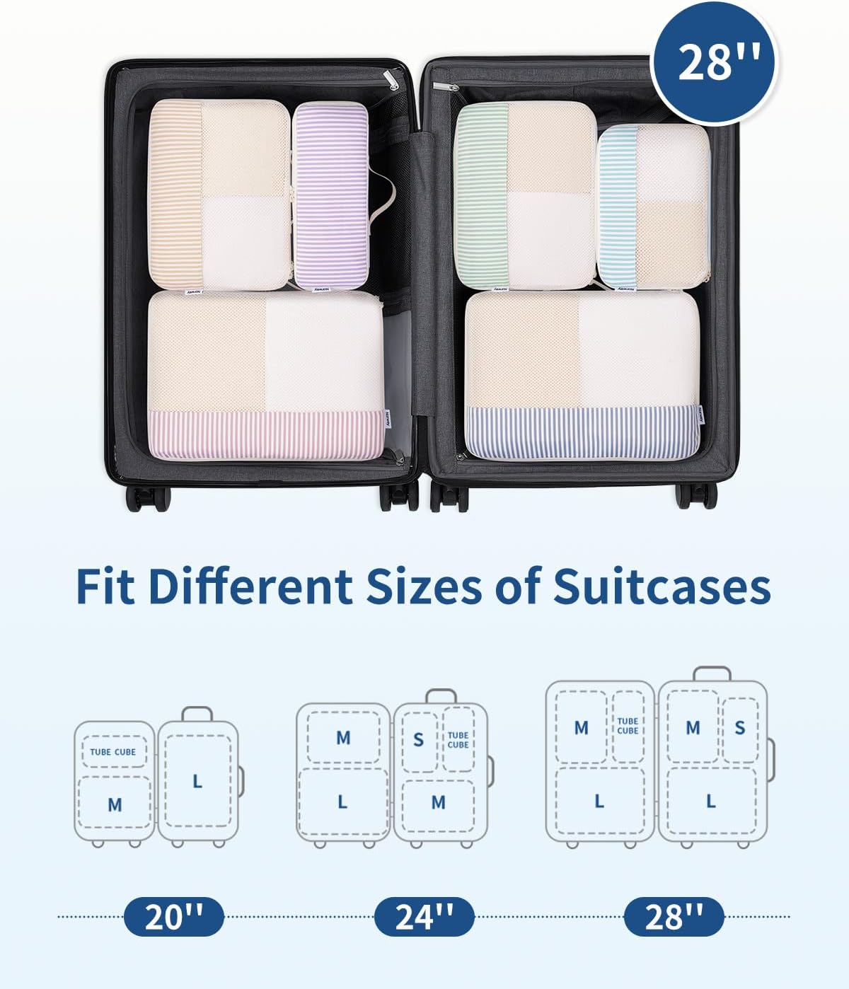 Thumbnail 2 de Narwey 7-piece packing cubes for carry-on luggage