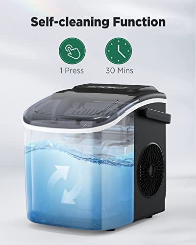 Detalle de Silonn Countertop Ice Maker Machine with 9 Cubes in 6 Minutes – 12 kg/24h, 2 Ice Sizes, Self-Cleaning, Includes Scoop and Basket