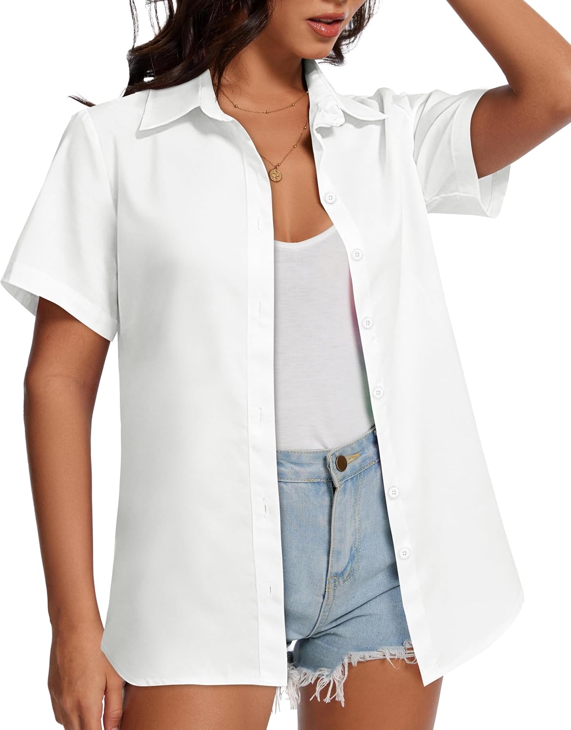 Thumbnail 4 de CHICALLURE Women’s Hawaiian Shirt, Short-Sleeve Floral Button-Down Blouse