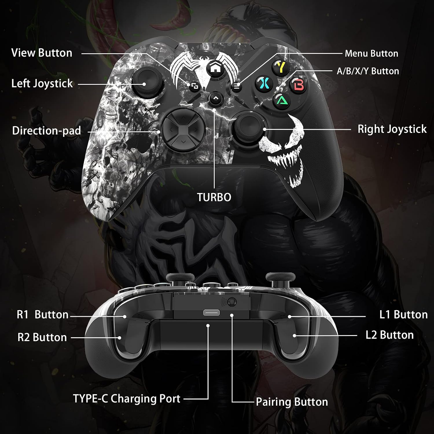 Thumbnail 5 de Gamrombo Wireless Controller for Xbox: Multi-Platform, Turbo Macro, and 3.5mm Jack