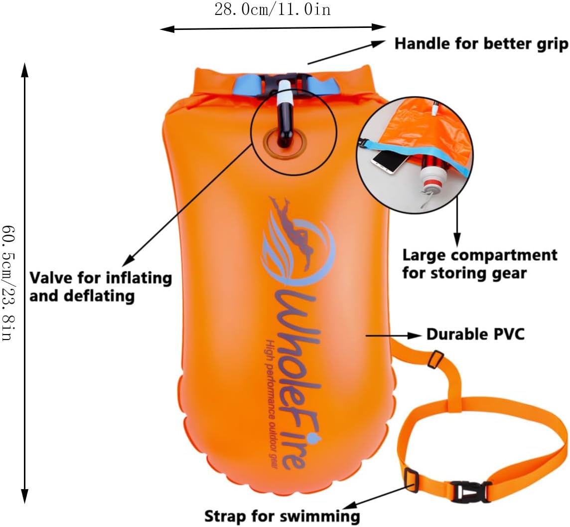 Thumbnail 5 de WholeFire 20L Swim Buoy Waterproof Inflatable Dry Bag for Open Water Swimming