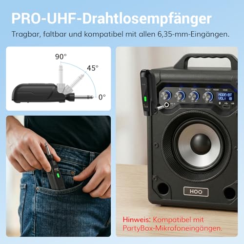Detalle de TONOR TW-220: 2,4G Dual-Mikrofon-Kabelloses Set – Wiederaufladbare Funkmikrofone mit Empfänger (Karaoke & Auftritte)