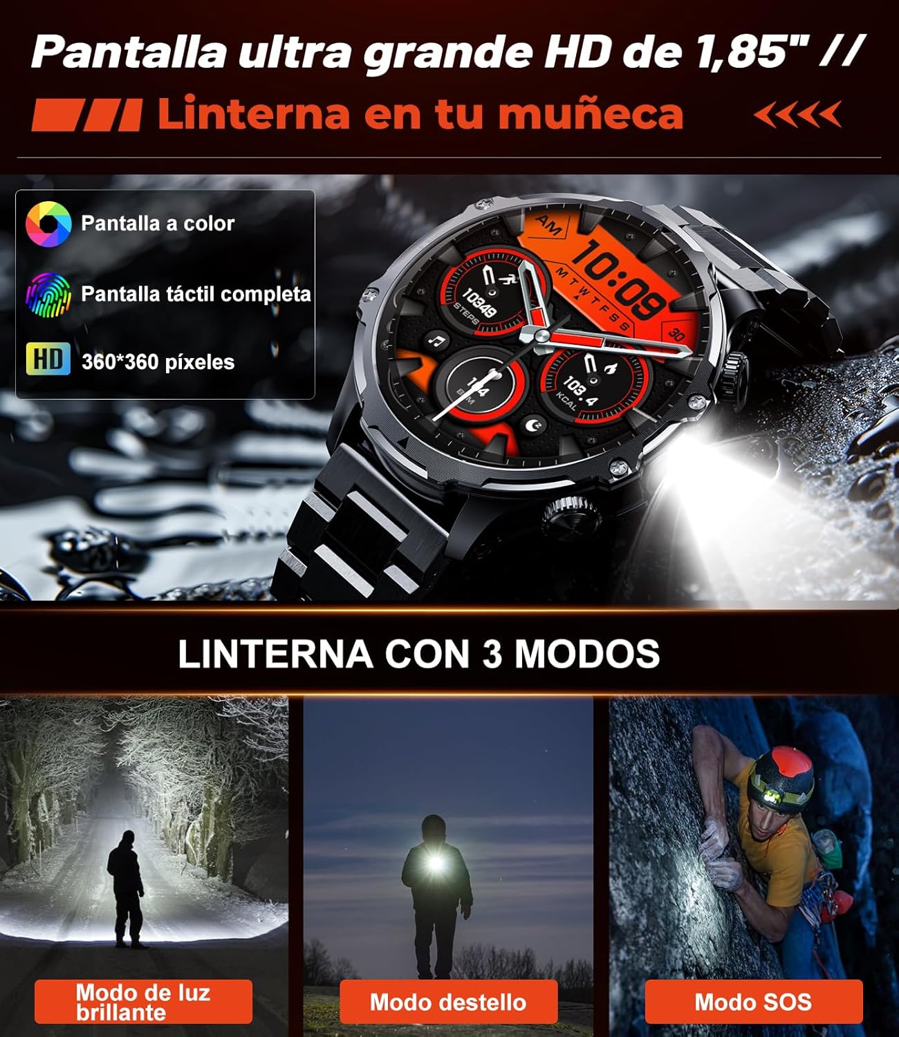 Thumbnail 2 de LIGE Reloj Inteligente Militar 1,85 HD