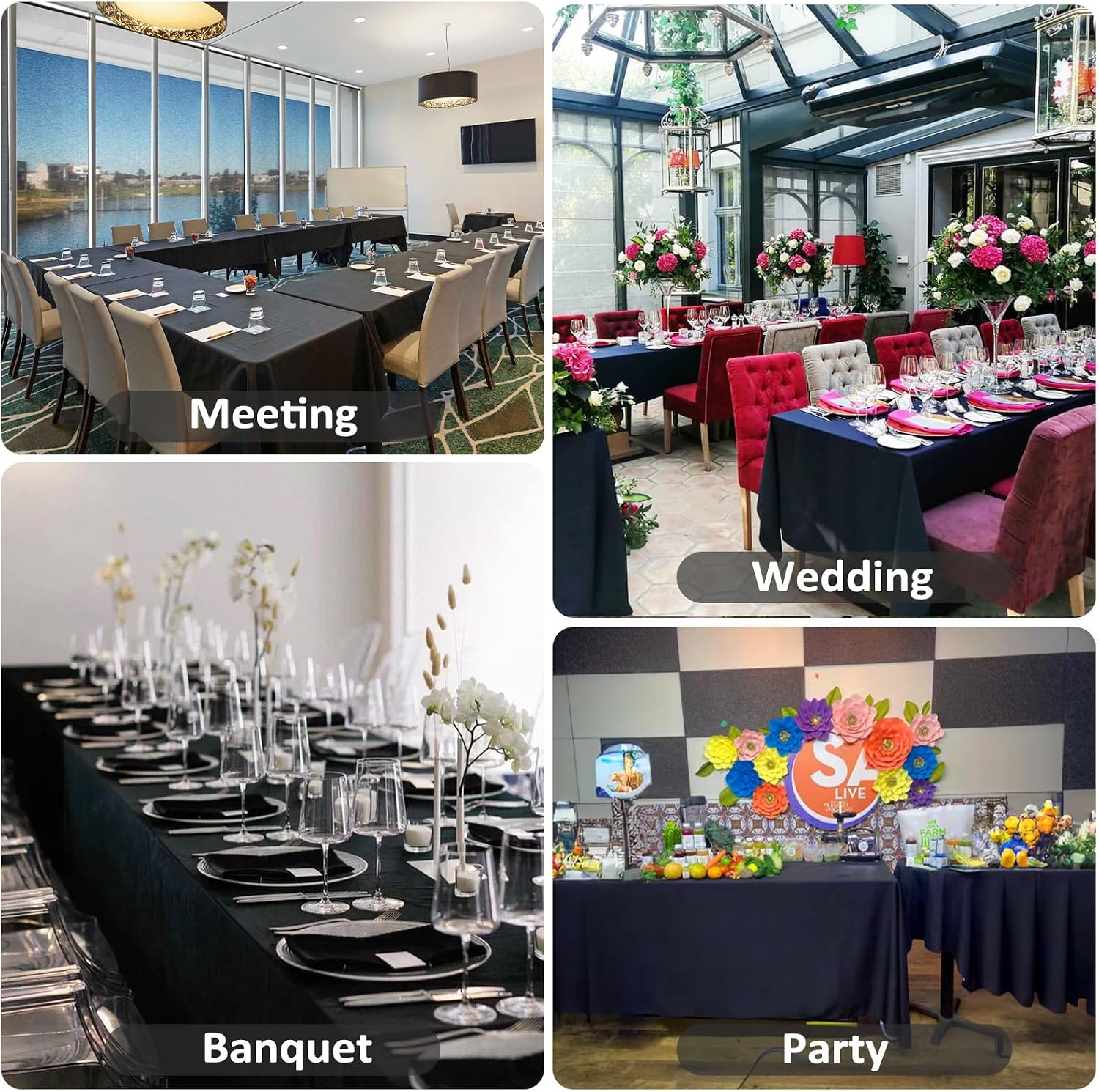 Detalle 2 de Heneger 8 Pack Black Tablecloths 60 x 102