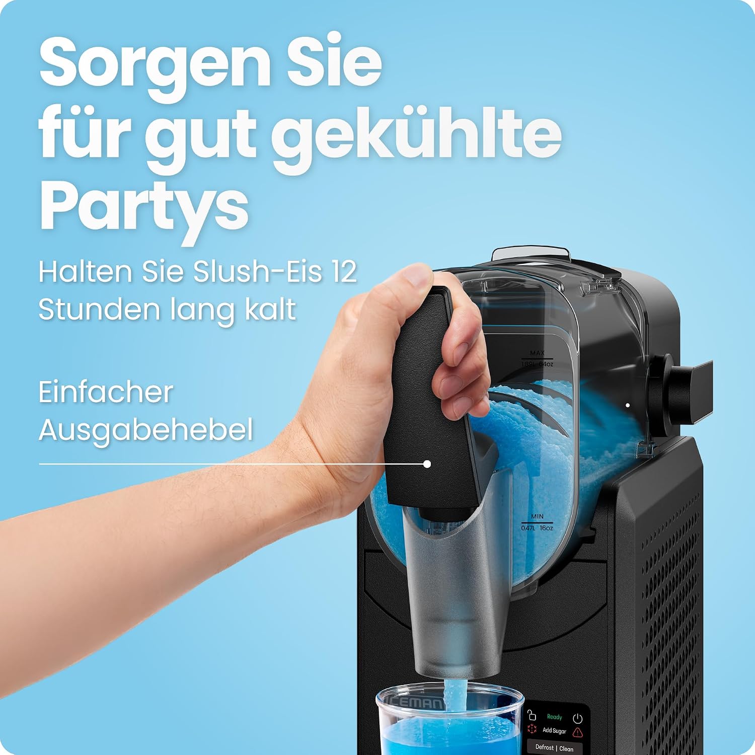 Detalle de Iceman 1,9L Slushie-Maschine – 5 Voreinstellungen, Touchscreen, kompakt und vielseitig