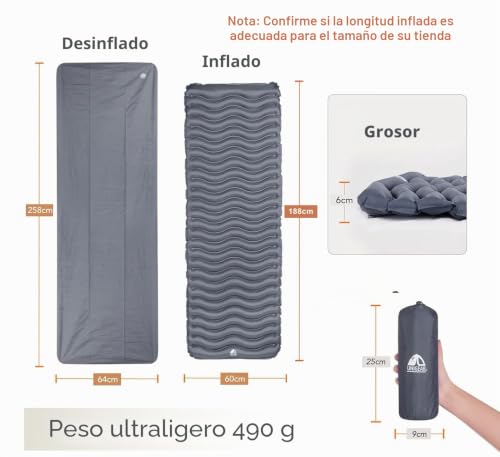 Detalle 2 de Unigear Esterilla Inflable Portátil: colchoneta ultraligera y resistente para camping y mochila